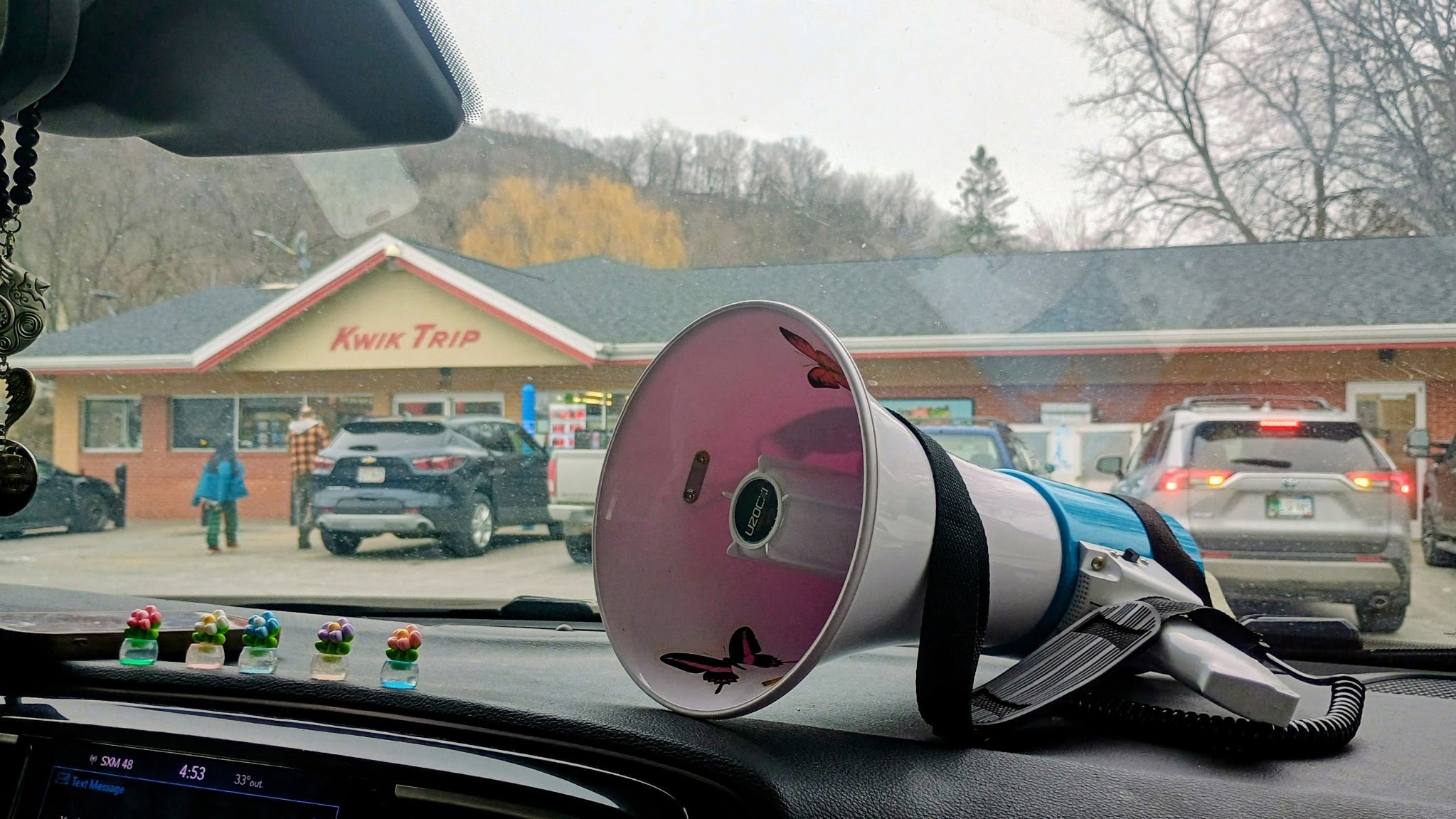 A bullhorn on the dashboard, out and about in Red Wing